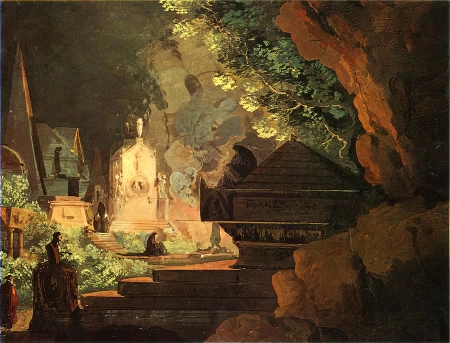 Scena fantastica con sepolcri antichi - Trieste